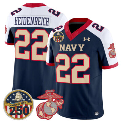 Navy Midshipmen Vapor USMC Premier Jersey - 250th Anniversary Patch - Navy Alternate / Eli Heidenreich