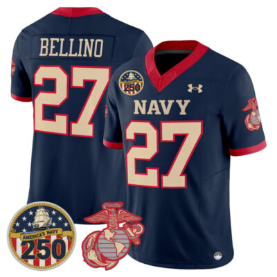 Navy Midshipmen Vapor USMC Premier Jersey - 250th Anniversary Patch - Navy / Joe Bellino