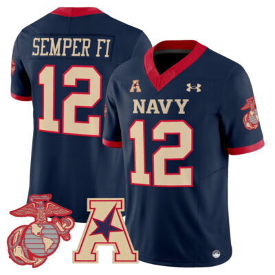 Navy Midshipmen Vapor USMC Premier Jersey - Navy / #12 Semper Fi