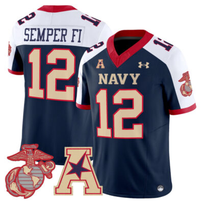 Navy Midshipmen Vapor USMC Premier Jersey - Navy Alternate / #12 Semper Fi