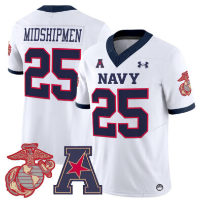 Navy Midshipmen Vapor USMC Premier Jersey - White / #25 Midshipmen