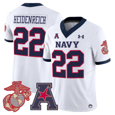 Navy Midshipmen Vapor USMC Premier Jersey - White / Eli Heidenreich