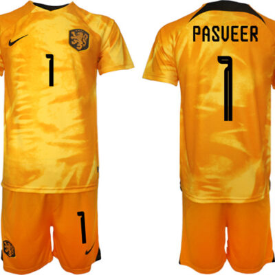 Netherlands #1 Pasveer Orange Home Soccer Jersey Suit