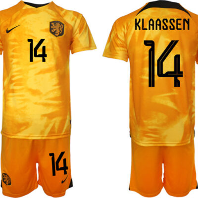 Netherlands #14 Klaassen Orange Home Soccer Jersey Suit