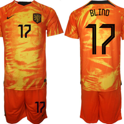 Netherlands #17 Blind Orange Home Soccer Jersey Suit