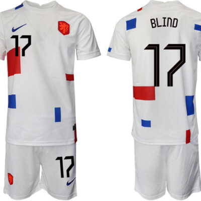 Netherlands #17 Blind White Away Soccer Jersey Suit