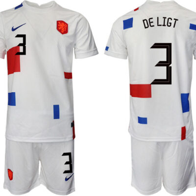 Netherlands #3 Deligt White Away Soccer Jersey Suit