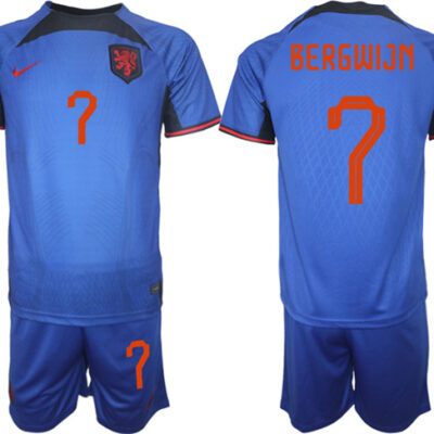 Netherlands #7 Bergwijn Royal Away Soccer Jersey Suit