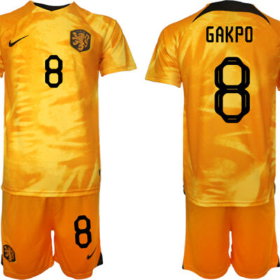 Netherlands #8 Gakpo Orange Home Soccer Jersey Suit