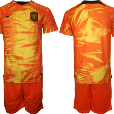 Netherlands Blank Orange Home Soccer Jersey Suit