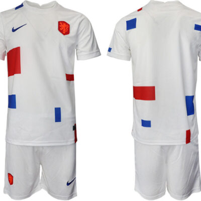 Netherlands Blank White Away Soccer Jersey Suit
