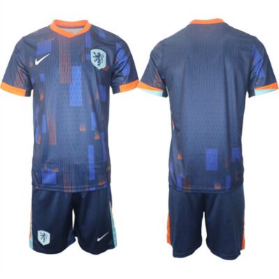 Netherlands Custom Navy 2024-25 Away Soccer Jersey Suit