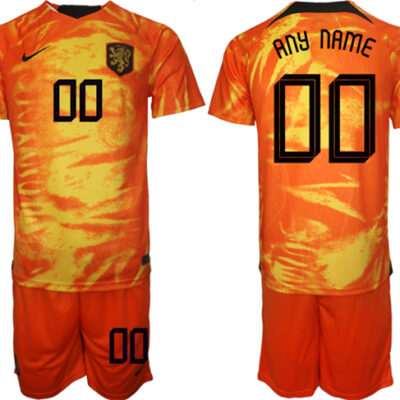 Netherlands Custom Orange Home Soccer Jersey Suit