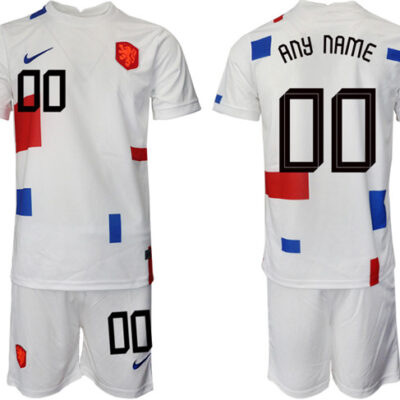 Netherlands Custom White Away Soccer Jersey Suit