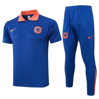 Netherlands Polo + Pants Training Tracksuit 2024 2025 Blue