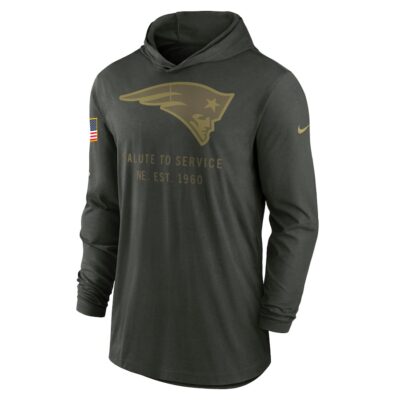 Alternative view of New England Patriots 2025 Salute to Service Sideline Dri-FIT Lightweight Hooded Pullover - Forest Green