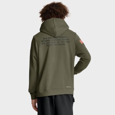Alternative view of New England Patriots 2025 Salute to Service Sideline Standard Issue Dri-FIT Hoodie - Olive