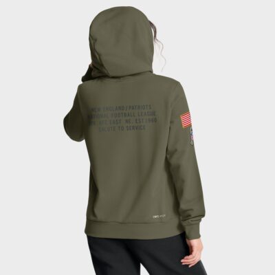Alternative view of New England Patriots Women's 2025 Salute to Service Sideline Standard Issue Dri-FIT Hoodie - Olive