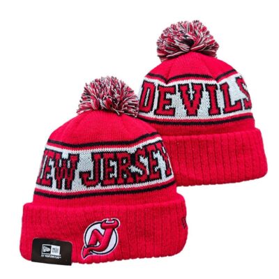 New Jersey Devils Cuffed Knit Hat with Pom
