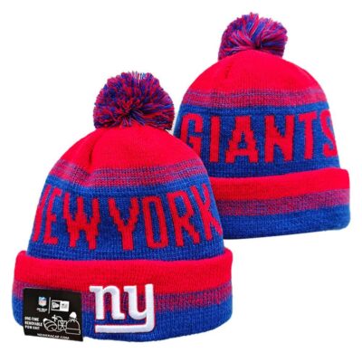 New York Giants Cuffed Knit Hat with Pom