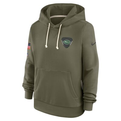 New York Jets Women's 2025 Salute to Service Sideline Standard Issue Dri-FIT Hoodie - Olive - Image 4