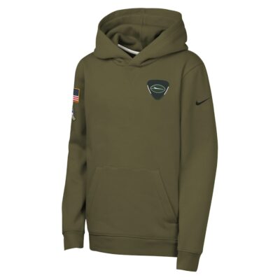 Alternative view of New York Jets Youth 2025 Salute to Service Club Fleece Hoodie - Olive