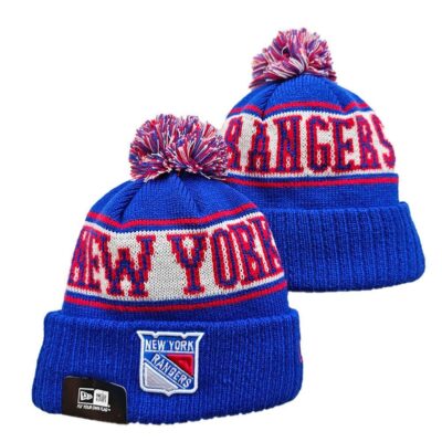 New York Rangers Cuffed Knit Hat with Pom