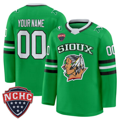 North Dakota Fighting Hawks 2025/26 Premium Custom Jersey - Green Limited