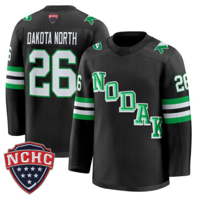 North Dakota Fighting Hawks 2025/26 Premium Jersey - Black #26 Dakota North