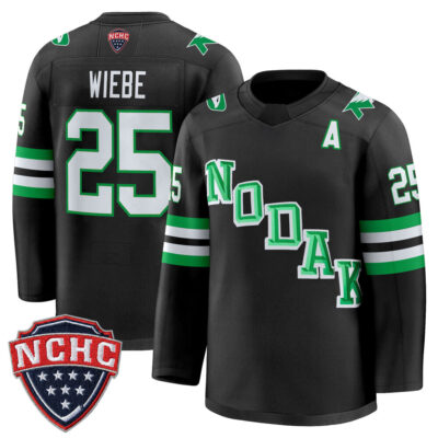 North Dakota Fighting Hawks 2025/26 Premium Jersey - Black Abram Wiebe