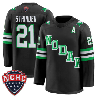 North Dakota Fighting Hawks 2025/26 Premium Jersey - Black Ben Strinden