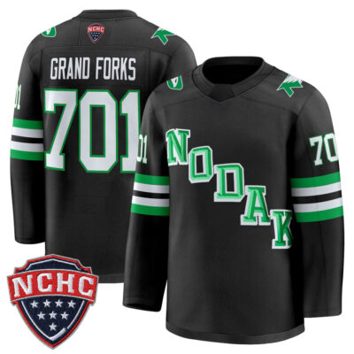 North Dakota Fighting Hawks 2025/26 Premium Jersey - Black Grand Forks 701