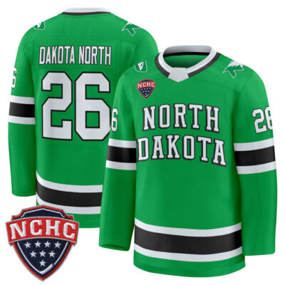 North Dakota Fighting Hawks 2025/26 Premium Jersey - Green #26 Dakota North