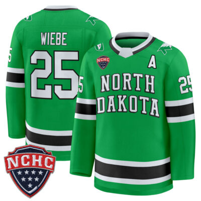 North Dakota Fighting Hawks 2025/26 Premium Jersey - Green Abram Wiebe