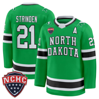 North Dakota Fighting Hawks 2025/26 Premium Jersey - Green Ben Strinden