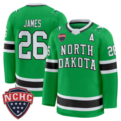 North Dakota Fighting Hawks 2025/26 Premium Jersey - Green Dylan James