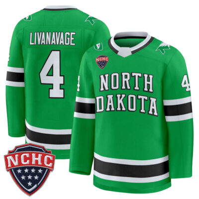 North Dakota Fighting Hawks 2025/26 Premium Jersey - Green Jake Livanavage