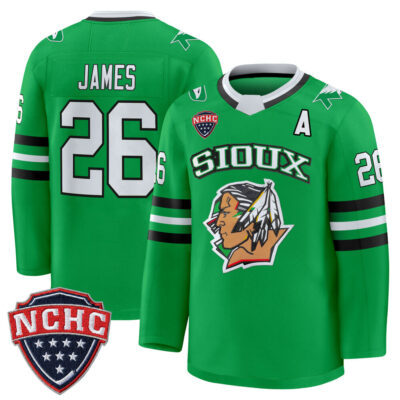 North Dakota Fighting Hawks 2025/26 Premium Jersey - Green Limited Dylan James