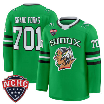 North Dakota Fighting Hawks 2025/26 Premium Jersey - Green Limited Grand Forks 701