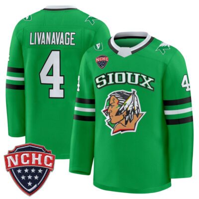 North Dakota Fighting Hawks 2025/26 Premium Jersey - Green Limited Jake Livanavage