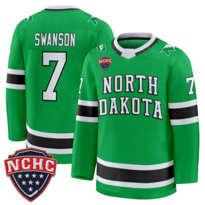 North Dakota Fighting Hawks 2025/26 Premium Jersey - Green Mac Swanson