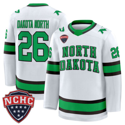 North Dakota Fighting Hawks 2025/26 Premium Jersey - White #26 Dakota North
