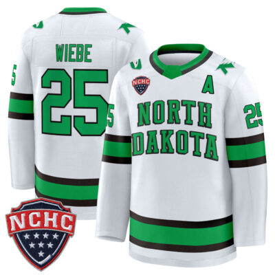 North Dakota Fighting Hawks 2025/26 Premium Jersey - White Abram Wiebe