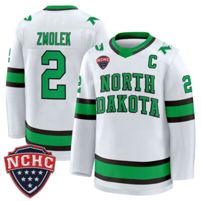 North Dakota Fighting Hawks 2025/26 Premium Jersey - White Bennett Zmolek