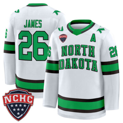 North Dakota Fighting Hawks 2025/26 Premium Jersey - White Dylan James