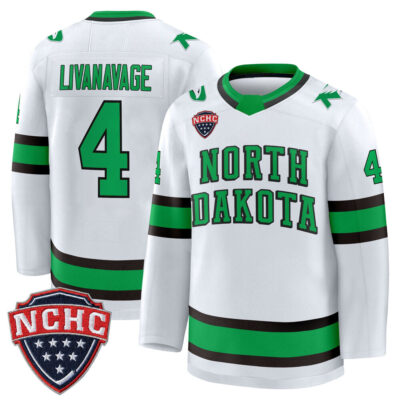 North Dakota Fighting Hawks 2025/26 Premium Jersey - White Jake Livanavage