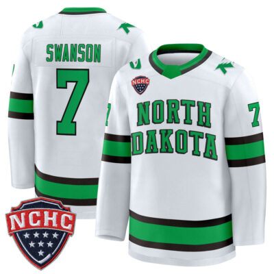 North Dakota Fighting Hawks 2025/26 Premium Jersey - White Mac Swanson