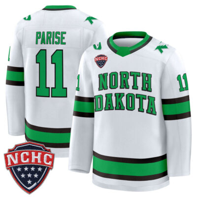 North Dakota Fighting Hawks 2025/26 Premium Jersey - White Zach Parise