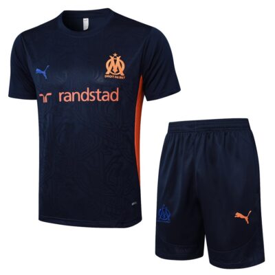 Olympique Marseille 2024 2025 Dark Blue Soccer Jersey Shorts Set