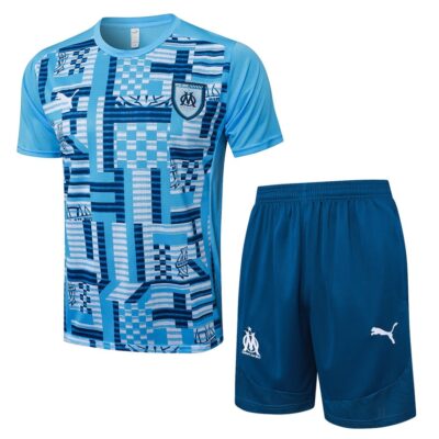 Olympique Marseille 2024 2025 Sky Blue Soccer Jersey Shorts Set